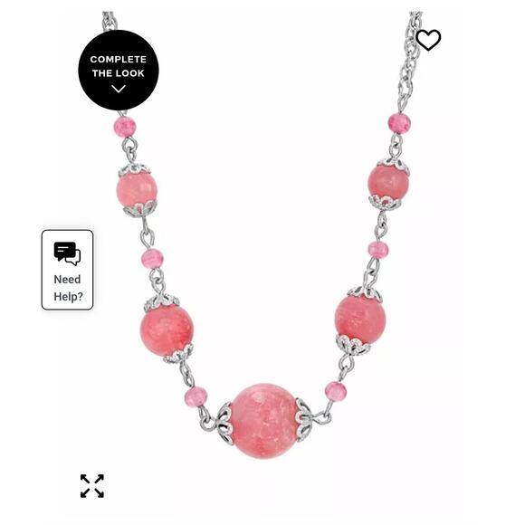 1928 Silver Pink Beaded Necklace New - Picture 1 of 4